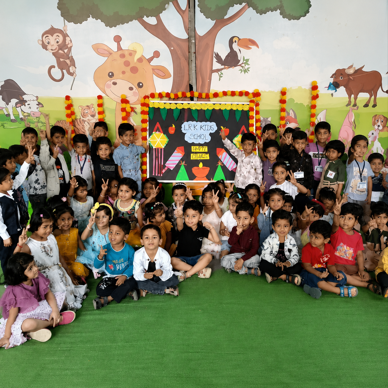 Large gathering of students and staff on the school ground